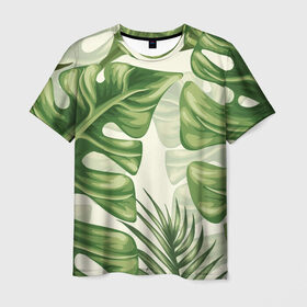 Мужская футболка 3D с принтом Папоротник в Курске, 100% полиэфир | прямой крой, круглый вырез горловины, длина до линии бедер | vppdgryphon | арт | краска | лес | папоротник | тропики | цветные | цветок | цветы