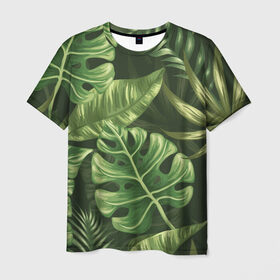 Мужская футболка 3D с принтом Доисторический лес в Курске, 100% полиэфир | прямой крой, круглый вырез горловины, длина до линии бедер | vppdgryphon | арт | краска | лес | папоротник | прикольные | тропики | цветные | цветок | цветы