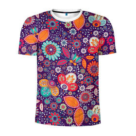 Мужская футболка 3D спортивная с принтом Цветочный взрыв в Курске, 100% полиэстер с улучшенными характеристиками | приталенный силуэт, круглая горловина, широкие плечи, сужается к линии бедра | vppdgryphon | арт | взрыв | краска | тропики | цветные | цветок | цветочный | цветы