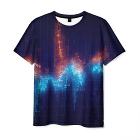 Мужская футболка 3D с принтом Компьютерный код в Курске, 100% полиэфир | прямой крой, круглый вырез горловины, длина до линии бедер | Тематика изображения на принте: график | разноцветный | яркий