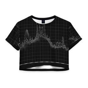 Женская футболка 3D укороченная с принтом diagram в Курске, 100% полиэстер | круглая горловина, длина футболки до линии талии, рукава с отворотами | technology | график | черный
