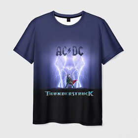 Мужская футболка 3D с принтом AC DC Тор молнии в Курске, 100% полиэфир | прямой крой, круглый вырез горловины, длина до линии бедер | ac dc | acdc | ангус янг | блюз рок | группа | крис слэйд | рок | рок н ролл | стиви янг | хард рок | эксл роуз