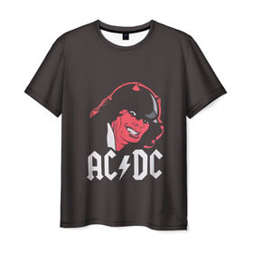 Мужская футболка 3D с принтом Чёрт AC/DC в Курске, 100% полиэфир | прямой крой, круглый вырез горловины, длина до линии бедер | ac dc | acdc | ангус янг | блюз рок | крис слэйд | рок группа | рок н ролл | стиви янг | хард рок | эксл роуз