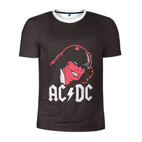 Мужская футболка 3D спортивная с принтом Чёрт AC/DC в Курске, 100% полиэстер с улучшенными характеристиками | приталенный силуэт, круглая горловина, широкие плечи, сужается к линии бедра | ac dc | acdc | ангус янг | блюз рок | крис слэйд | рок группа | рок н ролл | стиви янг | хард рок | эксл роуз