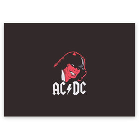 Поздравительная открытка с принтом Чёрт AC/DC в Курске, 100% бумага | плотность бумаги 280 г/м2, матовая, на обратной стороне линовка и место для марки
 | Тематика изображения на принте: ac dc | acdc | ангус янг | блюз рок | крис слэйд | рок группа | рок н ролл | стиви янг | хард рок | эксл роуз