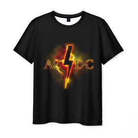 Мужская футболка 3D с принтом AC/DC огонь в Курске, 100% полиэфир | прямой крой, круглый вырез горловины, длина до линии бедер | Тематика изображения на принте: ac dc | acdc | ангус янг | блюз рок | крис слэйд | надпись | рок группа | рок н ролл | стиви янг | хард рок | эксл роуз