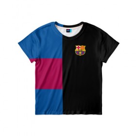 Детская футболка 3D с принтом FC Barcelona Black Version в Курске, 100% гипоаллергенный полиэфир | прямой крой, круглый вырез горловины, длина до линии бедер, чуть спущенное плечо, ткань немного тянется | Тематика изображения на принте: 