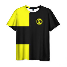 Мужская футболка 3D с принтом FC Borussia Dortmund Black в Курске, 100% полиэфир | прямой крой, круглый вырез горловины, длина до линии бедер | боруссия | дортмунд
