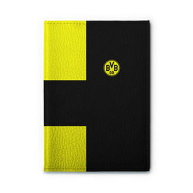 Обложка для автодокументов с принтом FC Borussia Dortmund Black в Курске, натуральная кожа |  размер 19,9*13 см; внутри 4 больших “конверта” для документов и один маленький отдел — туда идеально встанут права | боруссия | дортмунд