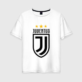 Женская футболка хлопок Oversize с принтом Juventus Football Club в Курске, 100% хлопок | свободный крой, круглый ворот, спущенный рукав, длина до линии бедер
 | juventus football club