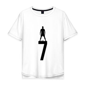Мужская футболка хлопок Oversize с принтом Криштиану Роналду в Курске, 100% хлопок | свободный крой, круглый ворот, “спинка” длиннее передней части | 