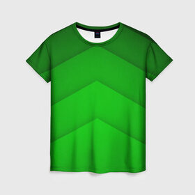 Женская футболка 3D с принтом Зеленые полосы в Курске, 100% полиэфир ( синтетическое хлопкоподобное полотно) | прямой крой, круглый вырез горловины, длина до линии бедер | Тематика изображения на принте: абстракция | геометрия | зеленый | модные.мода | пирамиды | полосы.линии | тренды | треугольники | узоры