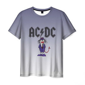 Мужская футболка 3D с принтом AC/DC чертенок в Курске, 100% полиэфир | прямой крой, круглый вырез горловины, длина до линии бедер | 