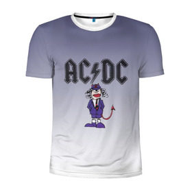 Мужская футболка 3D спортивная с принтом AC/DC чертенок в Курске, 100% полиэстер с улучшенными характеристиками | приталенный силуэт, круглая горловина, широкие плечи, сужается к линии бедра | 