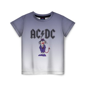 Детская футболка 3D с принтом AC/DC чертенок в Курске, 100% гипоаллергенный полиэфир | прямой крой, круглый вырез горловины, длина до линии бедер, чуть спущенное плечо, ткань немного тянется | 