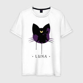 Мужская футболка хлопок с принтом Luna в Курске, 100% хлопок | прямой крой, круглый вырез горловины, длина до линии бедер, слегка спущенное плечо. | anime | sailor moon | аниме | сейлор мун