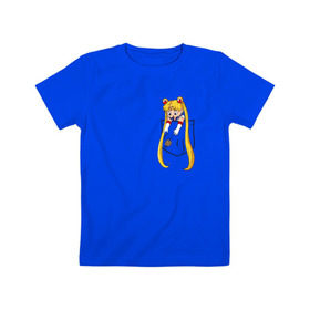 Детская футболка хлопок с принтом Little Pocket Moon в Курске, 100% хлопок | круглый вырез горловины, полуприлегающий силуэт, длина до линии бедер | anime | sailor moon | аниме | сейлор мун
