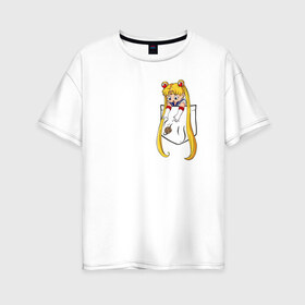 Женская футболка хлопок Oversize с принтом Little Pocket Moon в Курске, 100% хлопок | свободный крой, круглый ворот, спущенный рукав, длина до линии бедер
 | anime | sailor moon | аниме | сейлор мун