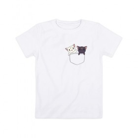 Детская футболка хлопок с принтом Кисы в Курске, 100% хлопок | круглый вырез горловины, полуприлегающий силуэт, длина до линии бедер | anime | cat | sailor moon | аниме | кисы | сейлор мун