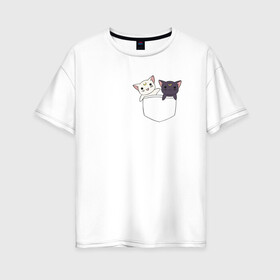 Женская футболка хлопок Oversize с принтом Кисы в Курске, 100% хлопок | свободный крой, круглый ворот, спущенный рукав, длина до линии бедер
 | anime | cat | sailor moon | аниме | кисы | сейлор мун