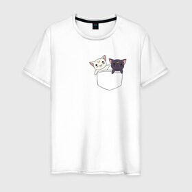 Мужская футболка хлопок с принтом Кисы в Курске, 100% хлопок | прямой крой, круглый вырез горловины, длина до линии бедер, слегка спущенное плечо. | anime | cat | sailor moon | аниме | кисы | сейлор мун