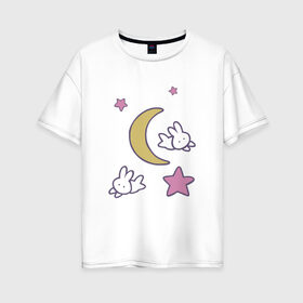 Женская футболка хлопок Oversize с принтом Луна в Курске, 100% хлопок | свободный крой, круглый ворот, спущенный рукав, длина до линии бедер
 | anime | sailor moon | аниме | сейлор мун