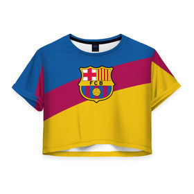 Женская футболка 3D укороченная с принтом FC Barcelona 2018 Colors в Курске, 100% полиэстер | круглая горловина, длина футболки до линии талии, рукава с отворотами | fc | fc barcelona | fcb | fly emirates | ronaldo | абстракция | барселона | геометрия | зож | клуб | линии | месси | модные | мяч | реал мадрид | спорт | спортивные | тренды | футбол | футбольный клуб | эмблема
