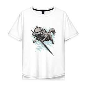 Мужская футболка хлопок Oversize с принтом The Swordswolf в Курске, 100% хлопок | свободный крой, круглый ворот, “спинка” длиннее передней части | дарк соулс