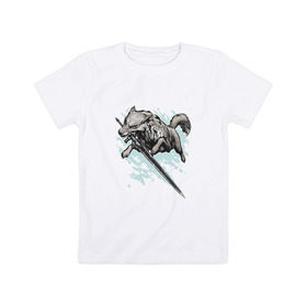 Детская футболка хлопок с принтом The Swordswolf в Курске, 100% хлопок | круглый вырез горловины, полуприлегающий силуэт, длина до линии бедер | дарк соулс