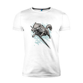 Мужская футболка премиум с принтом The Swordswolf в Курске, 92% хлопок, 8% лайкра | приталенный силуэт, круглый вырез ворота, длина до линии бедра, короткий рукав | дарк соулс