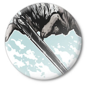 Значок с принтом The Swordswolf в Курске,  металл | круглая форма, металлическая застежка в виде булавки | дарк соулс