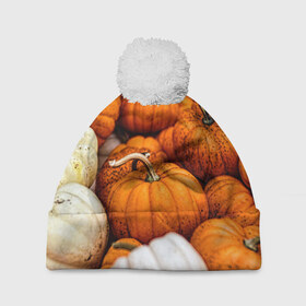 Шапка 3D c помпоном с принтом тыквы в Курске, 100% полиэстер | универсальный размер, печать по всей поверхности изделия | halloween | дача | овощи | октябрь | оранжевый | осень | сентябрь | тыква | хеллуин