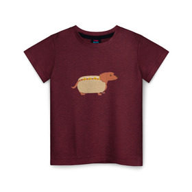 Детская футболка хлопок с принтом Хот дог в Курске, 100% хлопок | круглый вырез горловины, полуприлегающий силуэт, длина до линии бедер | год собаки | собака | такса