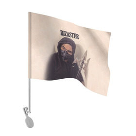 Флаг для автомобиля с принтом Dizaster в Курске, 100% полиэстер | Размер: 30*21 см | dizaster | king of the dot | oxxxymiron | versus | versus battle | батл рэп | дизастер | окимирон