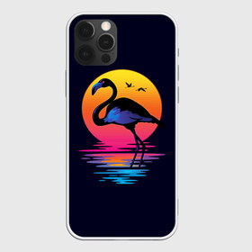 Чехол для iPhone 12 Pro Max с принтом Фламинго дитя заката в Курске, Силикон |  | закат | море | птица | ретро | стиль | фламинго