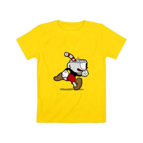 Детская футболка хлопок с принтом Cuphead в Курске, 100% хлопок | круглый вырез горловины, полуприлегающий силуэт, длина до линии бедер | Тематика изображения на принте: 