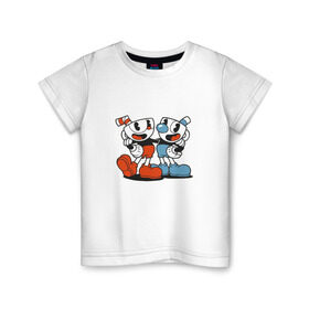 Детская футболка хлопок с принтом Cuphead в Курске, 100% хлопок | круглый вырез горловины, полуприлегающий силуэт, длина до линии бедер | Тематика изображения на принте: cuphead