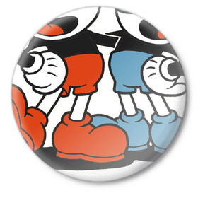 Значок с принтом Cuphead в Курске,  металл | круглая форма, металлическая застежка в виде булавки | cuphead