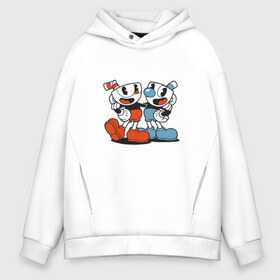 Мужское худи Oversize хлопок с принтом Cuphead в Курске, френч-терри — 70% хлопок, 30% полиэстер. Мягкий теплый начес внутри —100% хлопок | боковые карманы, эластичные манжеты и нижняя кромка, капюшон на магнитной кнопке | cuphead