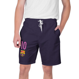 Мужские шорты 3D с принтом Barca Messi 1 в Курске,  полиэстер 100% | прямой крой, два кармана без застежек по бокам. Мягкая трикотажная резинка на поясе, внутри которой широкие завязки. Длина чуть выше колен | Тематика изображения на принте: barcelona | messi | барса | барселона | месси | футбол