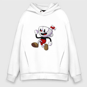 Мужское худи Oversize хлопок с принтом Cuphead в Курске, френч-терри — 70% хлопок, 30% полиэстер. Мягкий теплый начес внутри —100% хлопок | боковые карманы, эластичные манжеты и нижняя кромка, капюшон на магнитной кнопке | cuphead