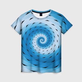 Женская футболка 3D с принтом Галлюцинация Спираль в Курске, 100% полиэфир ( синтетическое хлопкоподобное полотно) | прямой крой, круглый вырез горловины, длина до линии бедер | Тематика изображения на принте: линии | узоры