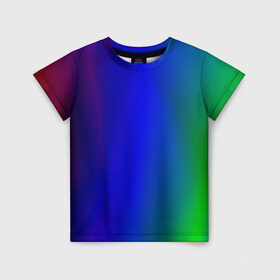Детская футболка 3D с принтом Цветной градиент в Курске, 100% гипоаллергенный полиэфир | прямой крой, круглый вырез горловины, длина до линии бедер, чуть спущенное плечо, ткань немного тянется | абстракция | градиент | зеленый | модные | розовый | синий | цвет | цветные | яркие