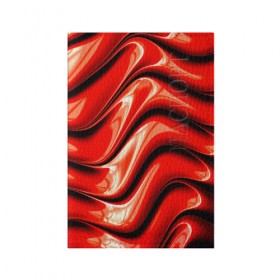 Обложка для паспорта матовая кожа с принтом Жидкие металл (красный) в Курске, натуральная матовая кожа | размер 19,3 х 13,7 см; прозрачные пластиковые крепления | абстракция | блеск | блики | краска | линии | металл | отражение | узоры