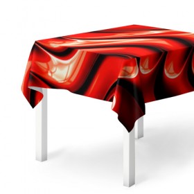 Скатерть 3D с принтом Жидкие металл (красный) в Курске, 100% полиэстер (ткань не мнется и не растягивается) | Размер: 150*150 см | абстракция | блеск | блики | краска | линии | металл | отражение | узоры