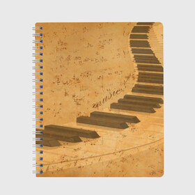 Тетрадь с принтом Клавиши пианино в Курске, 100% бумага | 48 листов, плотность листов — 60 г/м2, плотность картонной обложки — 250 г/м2. Листы скреплены сбоку удобной пружинной спиралью. Уголки страниц и обложки скругленные. Цвет линий — светло-серый
 | для | до | клавиши | ля | мелодия | ми | музыка | музыканта | ноты | оркестр | пианино | подарок | ре | рояль | си | соль | стан | фа
