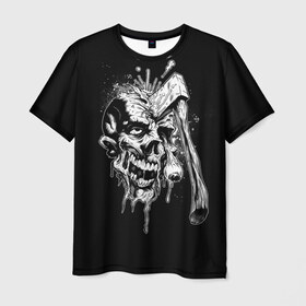 Мужская футболка 3D с принтом Зомби в Курске, 100% полиэфир | прямой крой, круглый вырез горловины, длина до линии бедер | art | eyes | skull | zombie | апокалипсис | армагеддон | глаза | искусство | монстр | скелет | топор | череп