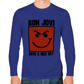 Мужской лонгслив хлопок с принтом Bon Jovi, have a nice day в Курске, 100% хлопок |  | bon jovi | бон | бон джови | глэм | группа | джови | джон | метал | рок | хард