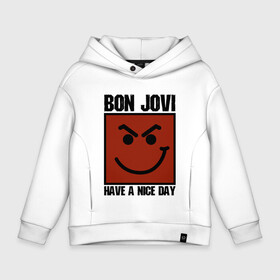 Детское худи Oversize хлопок с принтом Bon Jovi, have a nice day в Курске, френч-терри — 70% хлопок, 30% полиэстер. Мягкий теплый начес внутри —100% хлопок | боковые карманы, эластичные манжеты и нижняя кромка, капюшон на магнитной кнопке | bon jovi | бон | бон джови | глэм | группа | джови | джон | метал | рок | хард