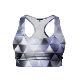 Женский спортивный топ 3D с принтом Metallic triangles в Курске, 82% полиэстер, 18% спандекс Ткань безопасна для здоровья, позволяет коже дышать, не мнется и не растягивается |  | текстура | треугольник